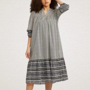 Anna Sui for Uniqlo Floral Block Print Bohemian Tiered Cotton Midi Dress Small